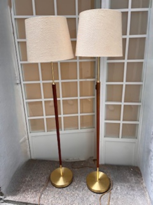 LAMPARAS PIE TEKA Y LATON AÑOS 70 - Imagen 6